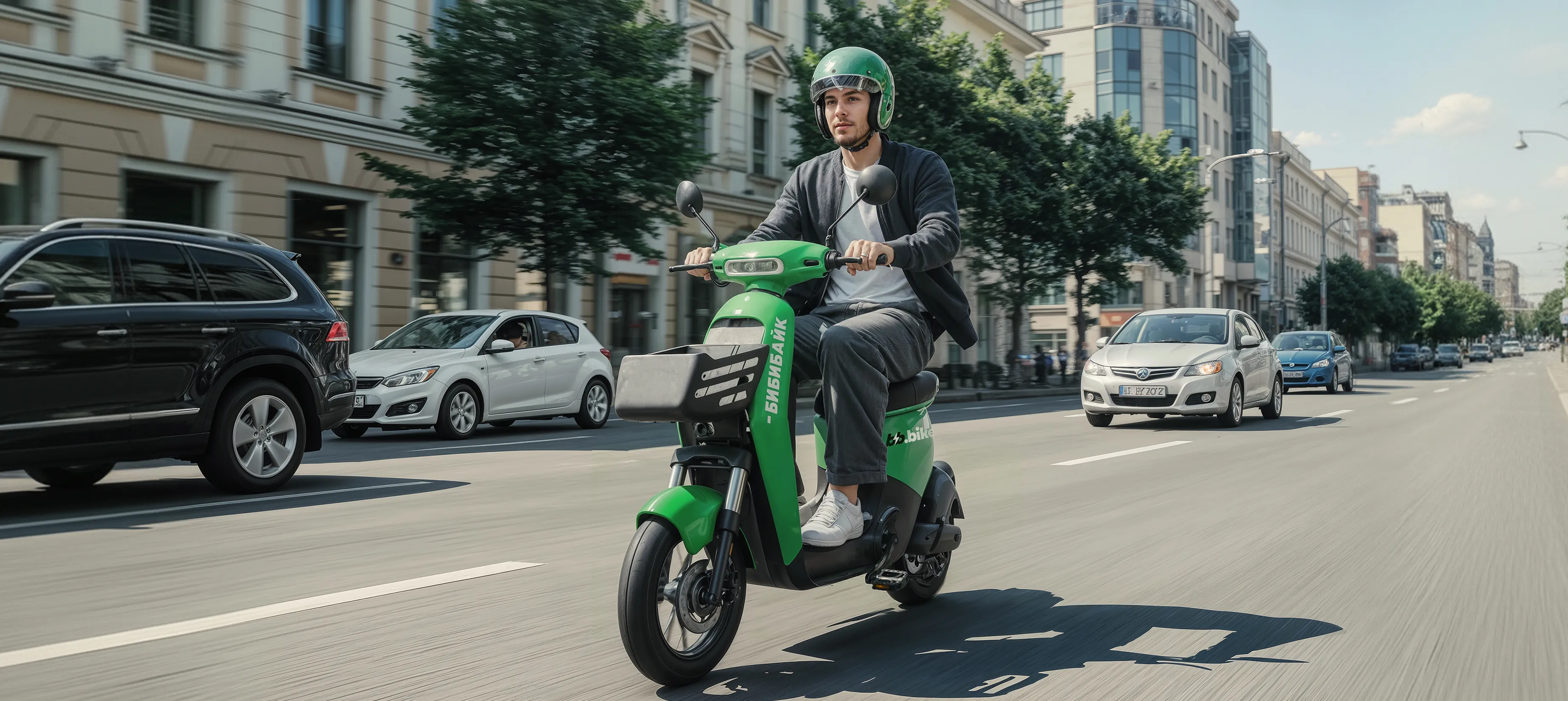 Мужчина на электробайке BB.BIKE