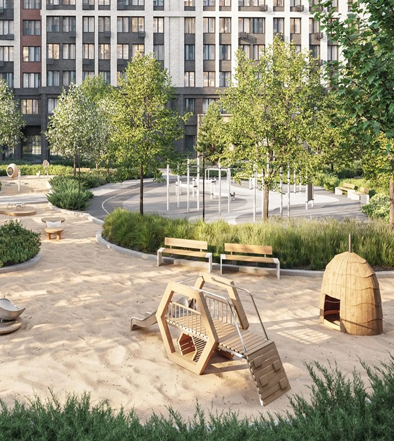 Двор жилого дома с игровой площадкой